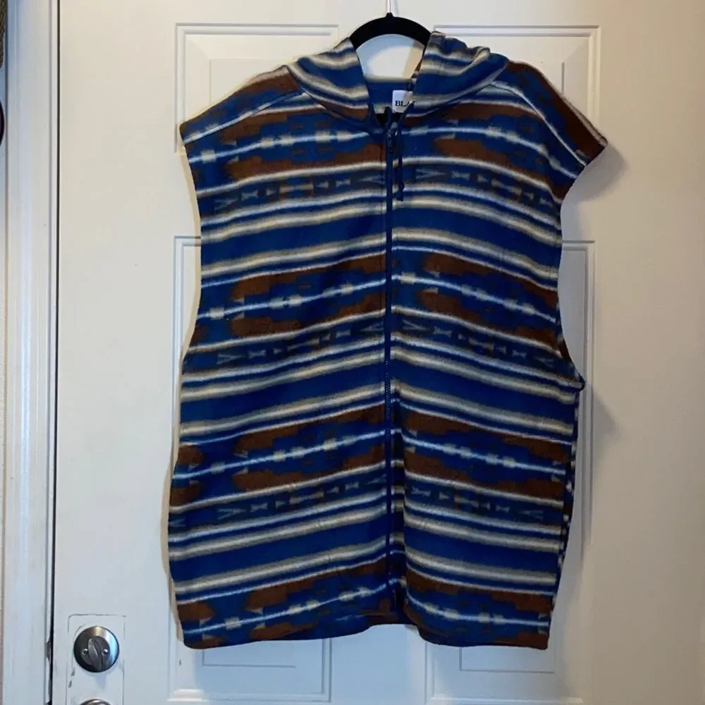 BLA ZER FIRENZE Cozy Hooded Vest with Stripes Size L
